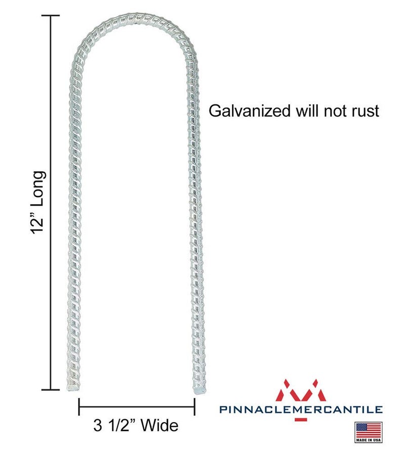 Pinnacle Mercantile Set 4 Trampoline Stakes Wind Ground Anchors Heavy Duty Anti-Rust 3/8 Round 12 inches Long Made in USA - Image 2